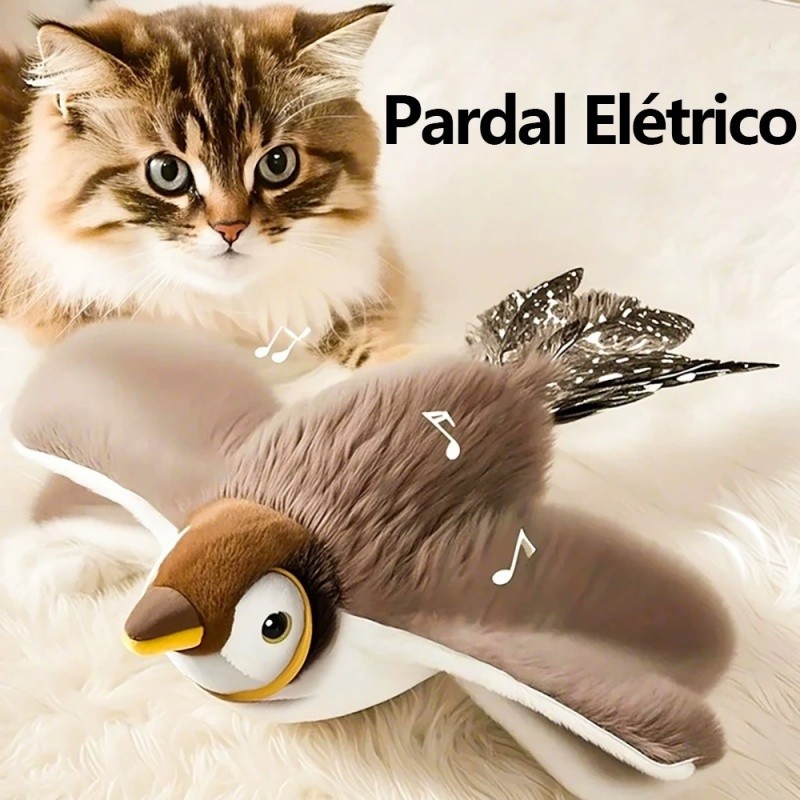Brinquedo Pássaro Voador Para Gato com Sons Bater de Asas Ativado Por Toque