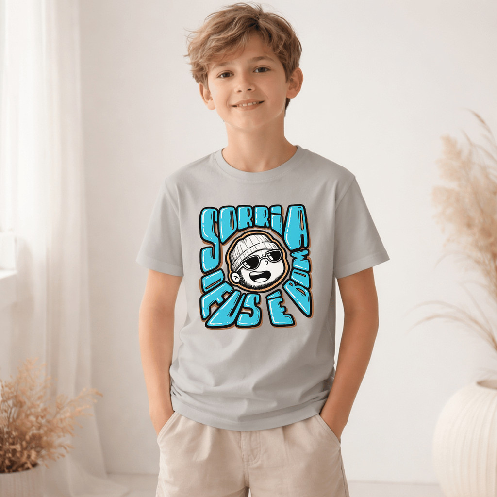 Camiseta Infantil e Juvenil Sorria Deus é bom 100% Algodão Premium Criança Personalizada Unissex Blusa Camisa
