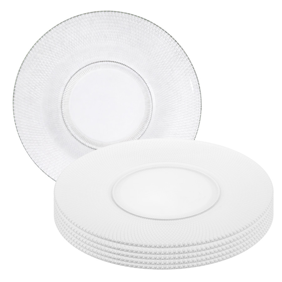 Jogo 4 Pratos Raso De Vidro Forjado Almoço Sobremesa Mesa Transparente 19cm