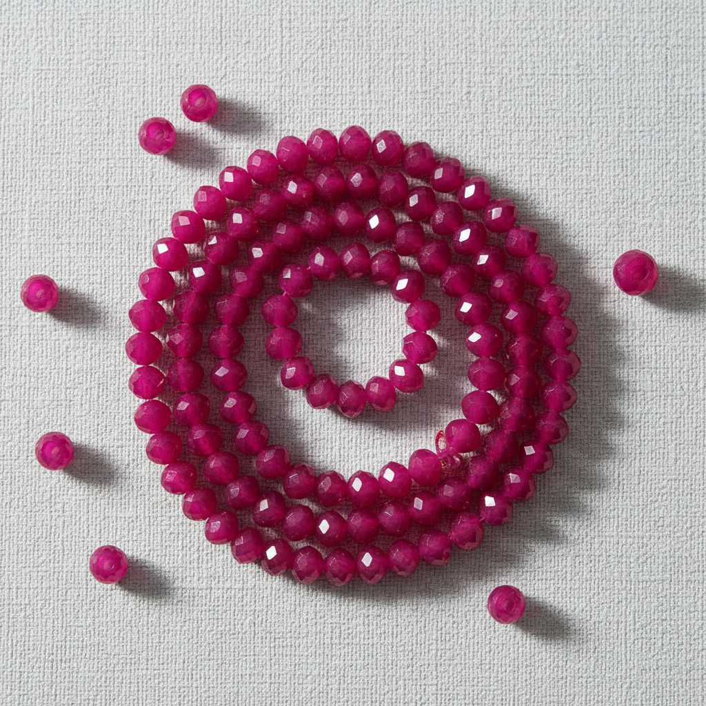 Cristal Flat Pink Leitoso Brilhante 8mm Fio Com 65 Unidades