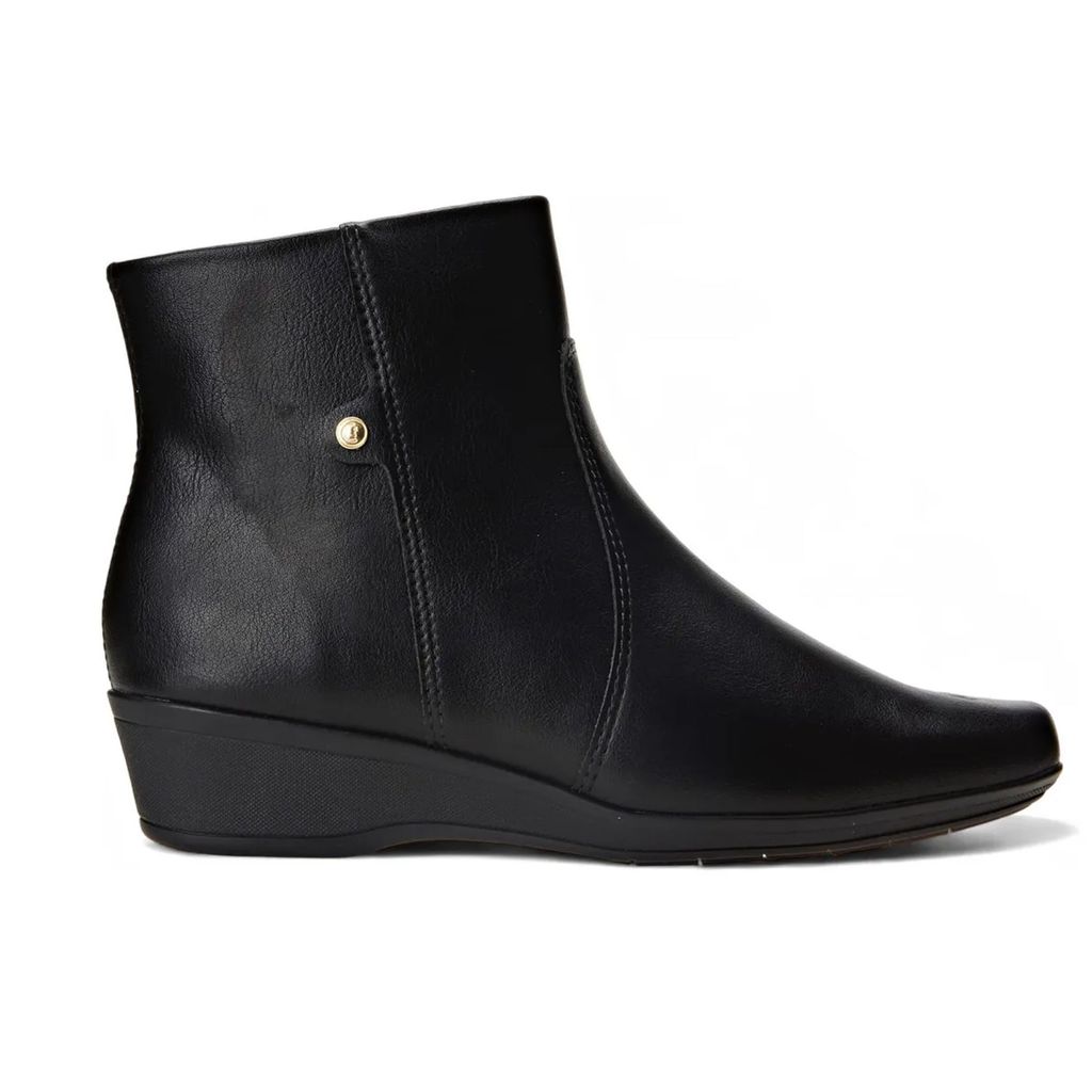 Bota Comfortflex Salto Anabela Cano Curto Joanete 24-74304 Preto