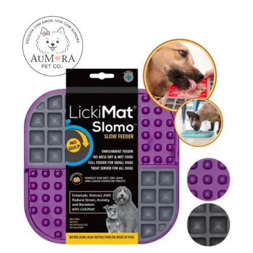 Comedouro Lento e Tapete de Lamber para cães Slomo Roxo XL - Lickimat