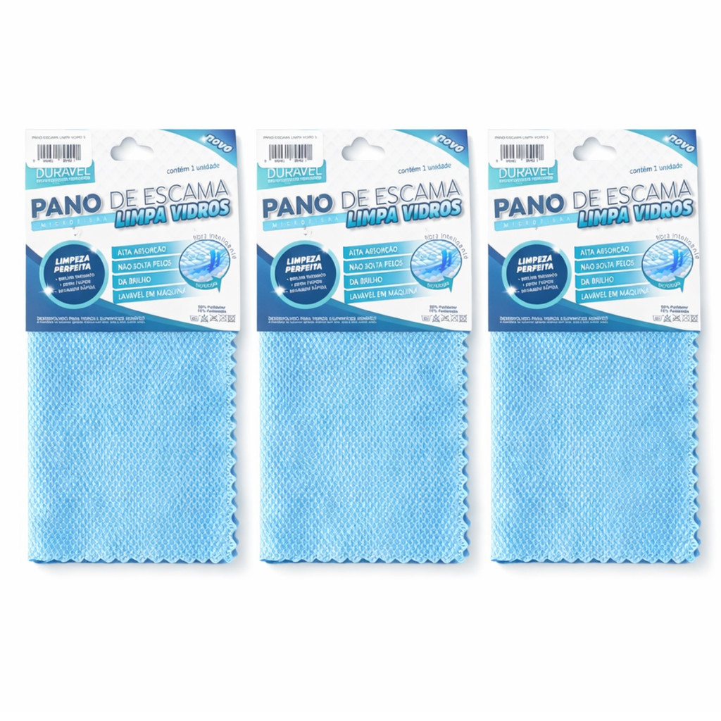 Kit 3 Panos Microfibra Escama de Peixe - Limpa Vidro 30x40 Alta Absorção em Oferta na Shopee