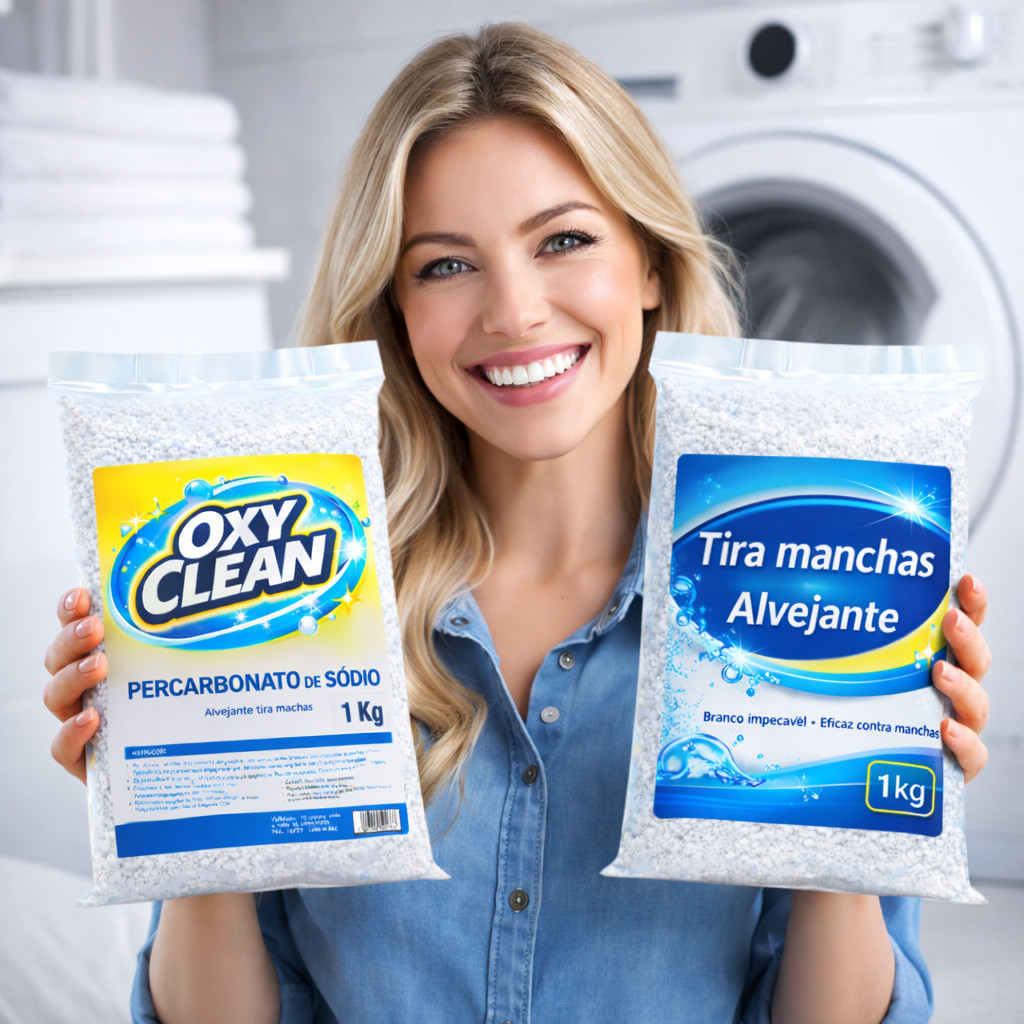 Percarbonato de Sódio 1kg 100% Eficaz + Tira Manchas Alvejante 1kg Limpeza Profunda Todas as Cores /////////