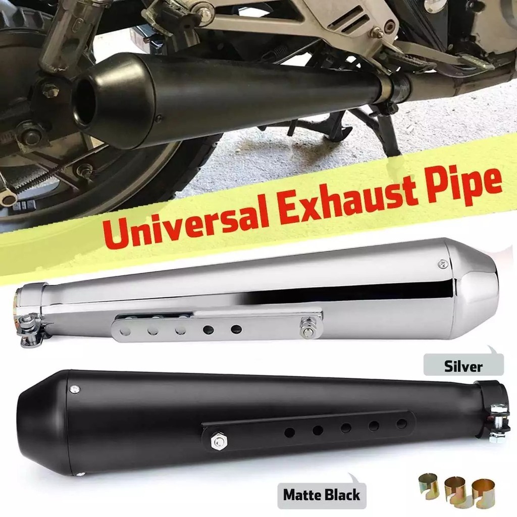 Tubo de escape modificado para motocicleta, tubo de escape modificado retrô Harley com silenciador de cabeça de peixe lí