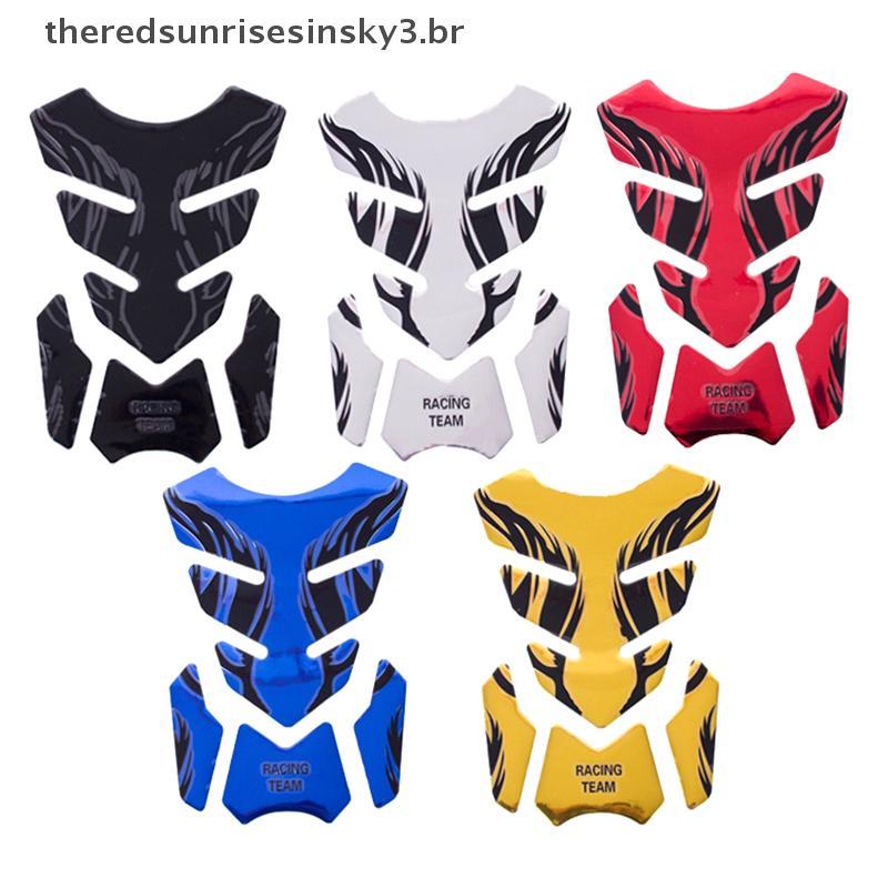 TSBR Motocicleta Tankpad Stier Espinha De Peixe 3D Tanque Almofada Stiers Óleo Gás Protetor Capa Decoração Chama Acessór