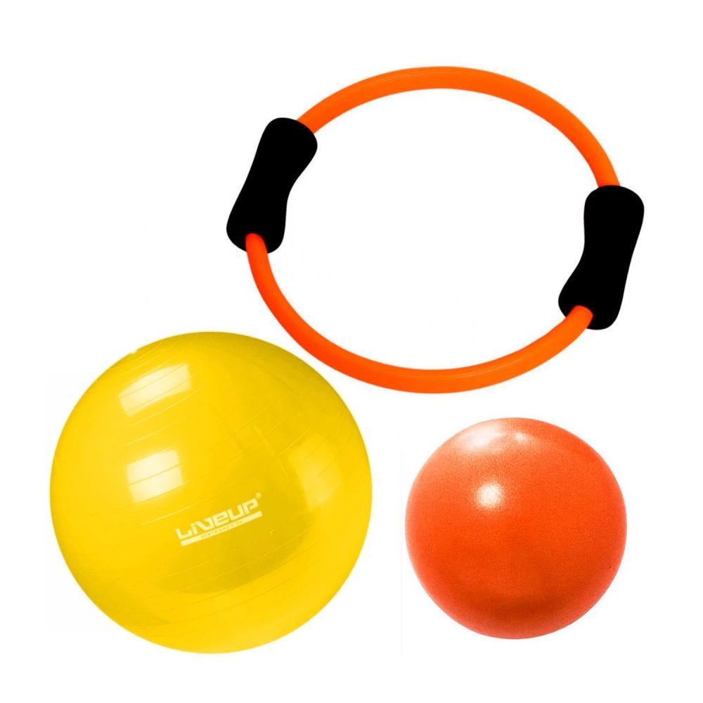 Bola Suíça 75cm + Overball 25cm + Arco Flexível Kit Treino Ginástica Alongamento Flexibilidade