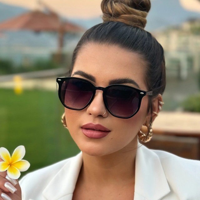 OFERTA Oculos Hexagonal Grande Feminino Casual Básico Lente Geometrica Pra Rosto Redondo Coelção Original