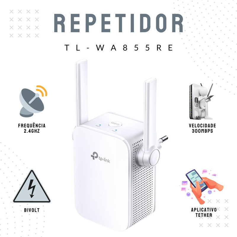 Repetidor Extensor De Wifi Sem Fio Tp Link Wa855re 300mbps Amplificador De Sinal