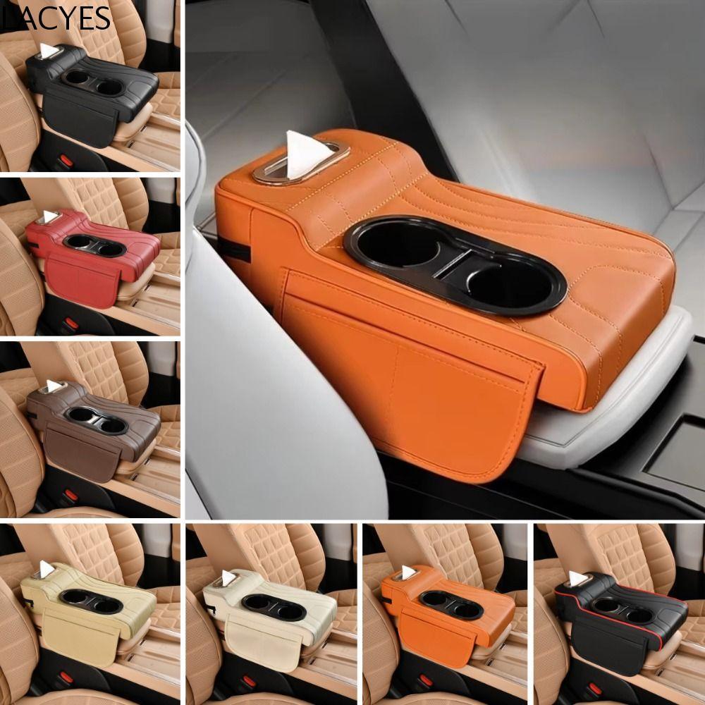 LACYES Caixa De Apoio De Braço Central Do Carro , Almofada Ajustável Veículo Couro Plutônio Console Cotovelo