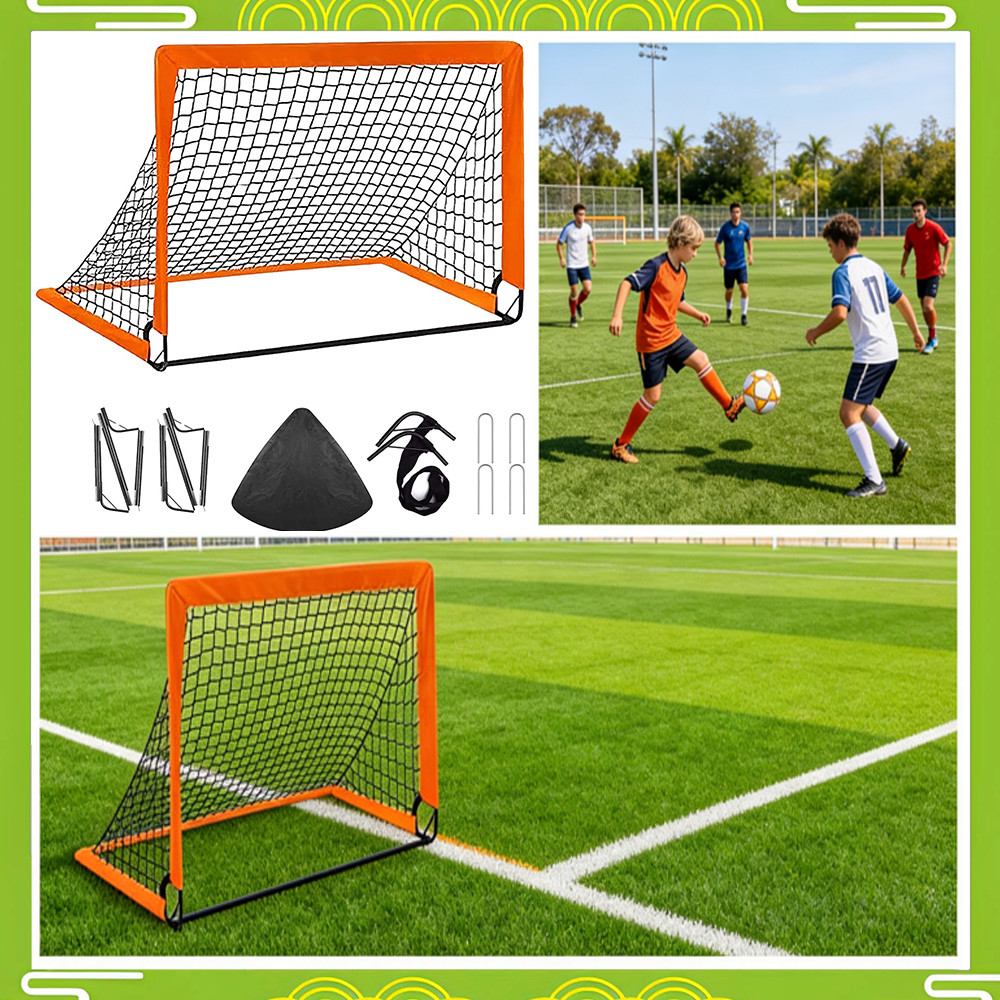 Conjunto de 6 peças objetivo de treinamento de futebol laranja com bolsa de armazenamento de unhas à terra, fácil instal