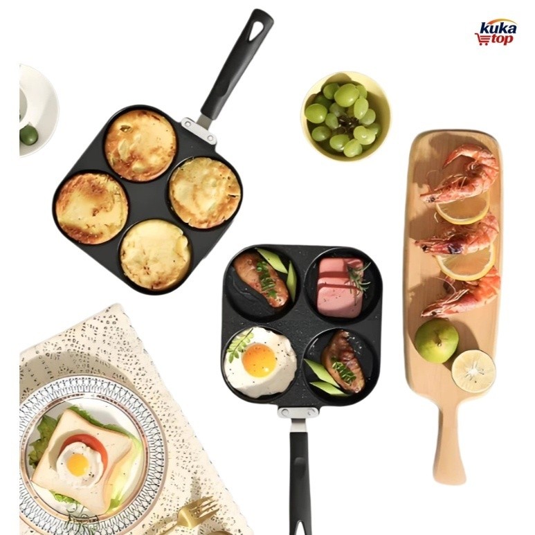 Frigideira Antiaderente 4 Partes Ovo Hambúrguer