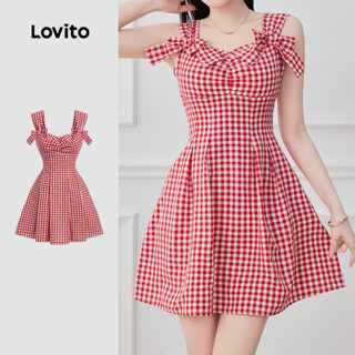 Lovito  Vestido Feminino com Laço Padrão Zíper Primavera/Verão L178LD1589 em Oferta na Shopee