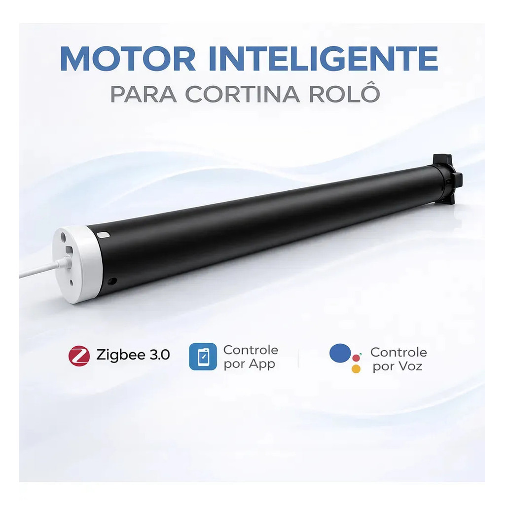 Motor Tubular Rolô Inteligente Cortina Persiana Zigbee Ekaza Tuya Smart Alexa Smart Life Bivolt 110v 220v Preto