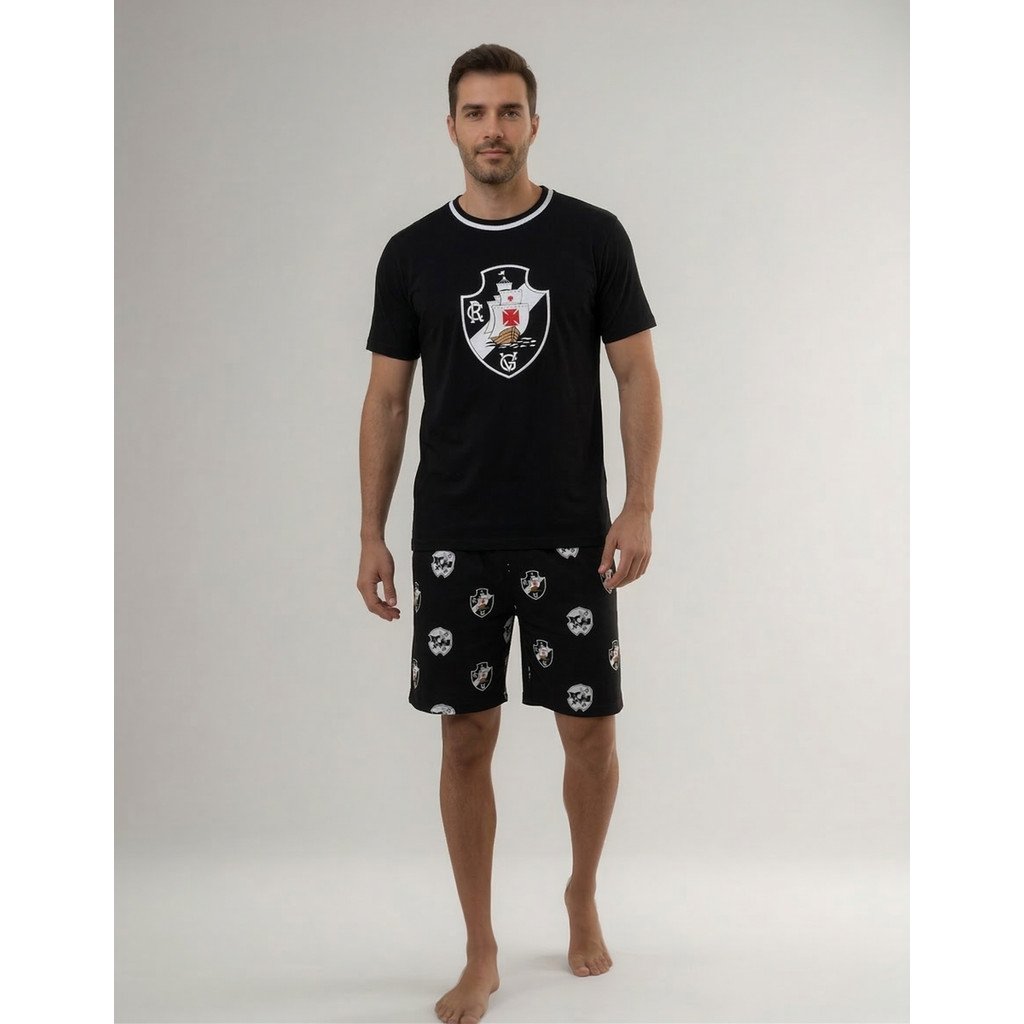 Pijama Vasco Masculino em Malha Verão