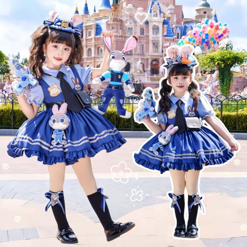 Zootopia Judy Hopps Girls Cosplay Costume Completo Set - Cute Lolita Oficial Uniforme vestido com Accesso