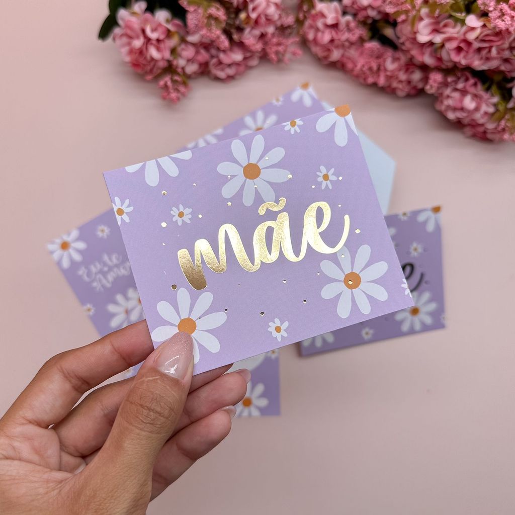 Postal Hot Stamping "Mãe" Lilás - Coleção Dia das Mães