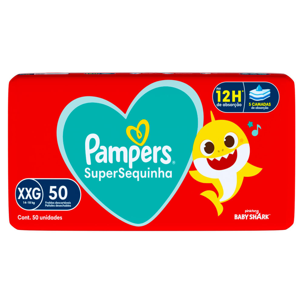 Fralda Pampers Supersequinha Tamanho XXG 50 Unidades Descartáveis