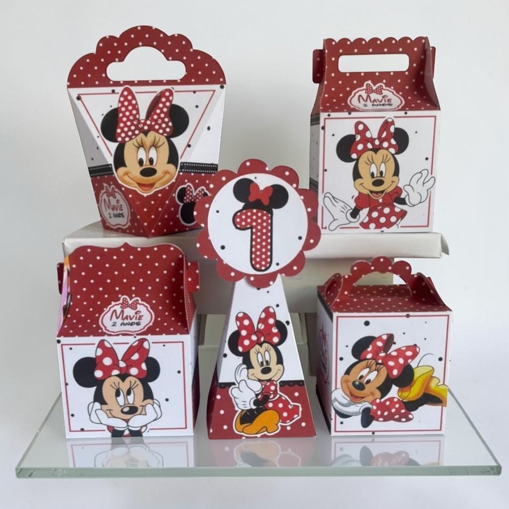 Personalizados MINNIE VERMELHA   (PEGUE E MONTE) - kit festa - lembrancinha - aniversario - caixinhas personalizadas