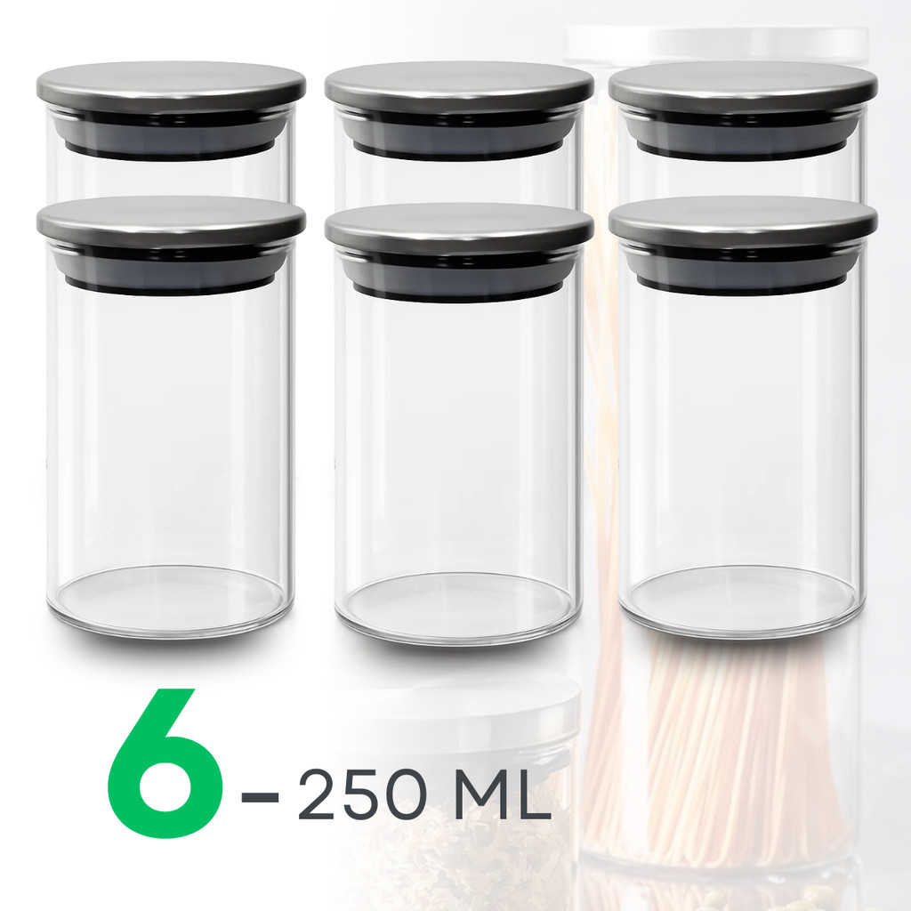 Potes De Vidro 250ml Com Tampa Inox Hermético Para Condimentos E Temperos em Oferta na Shopee