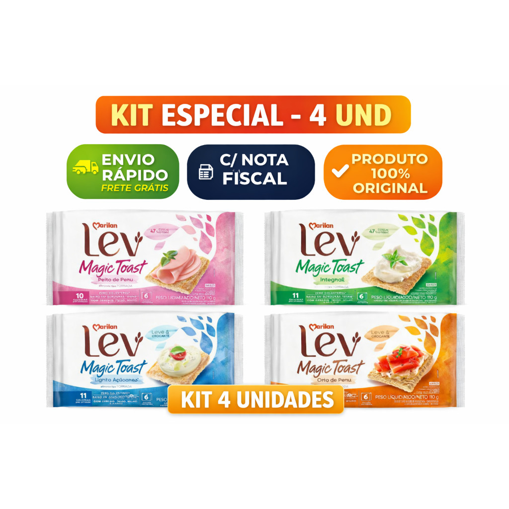 Torradas Marilan Lev Magic Toast 110g kit 4 unidades Leves e Crocantes Ideais para Lanches em Oferta na Shopee