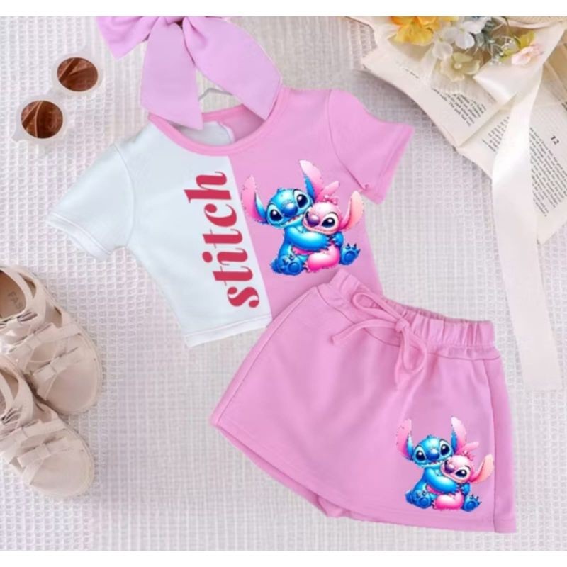 conjunto infantil short saia menina Stitch feminina passeio blogueira — imagem 2 de 2