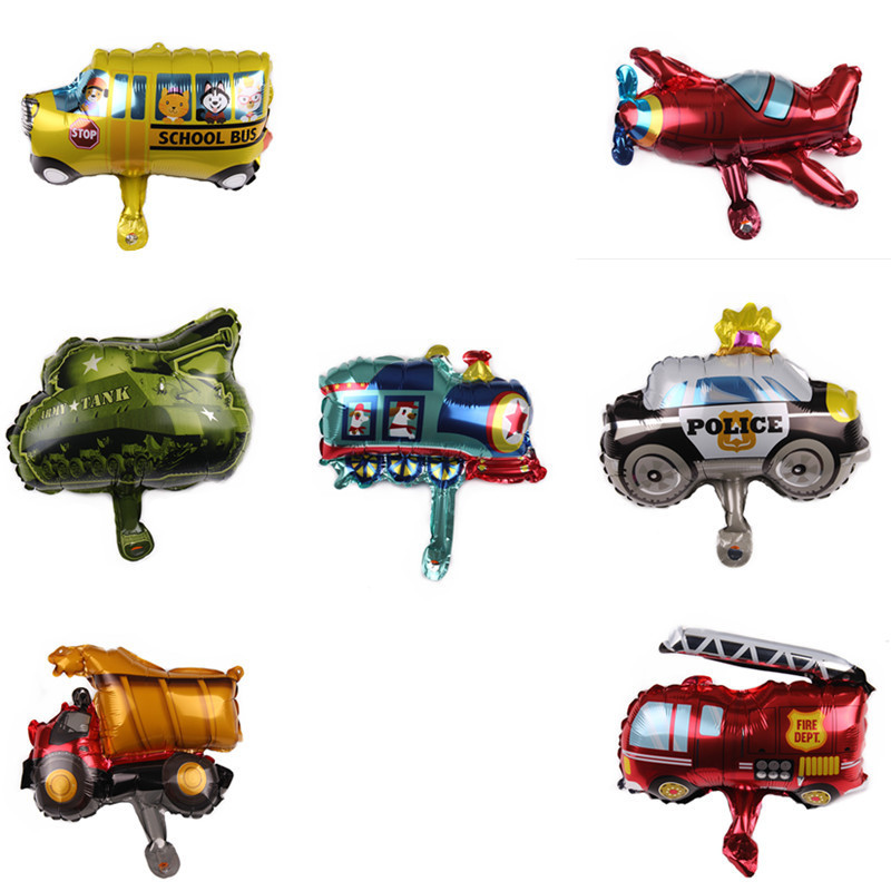 Balão Alumínio Meios de Transporte Trem Avião Trator Tanque Brinquedo Infantil Decoração Festa Tema Veículos Kit Festa