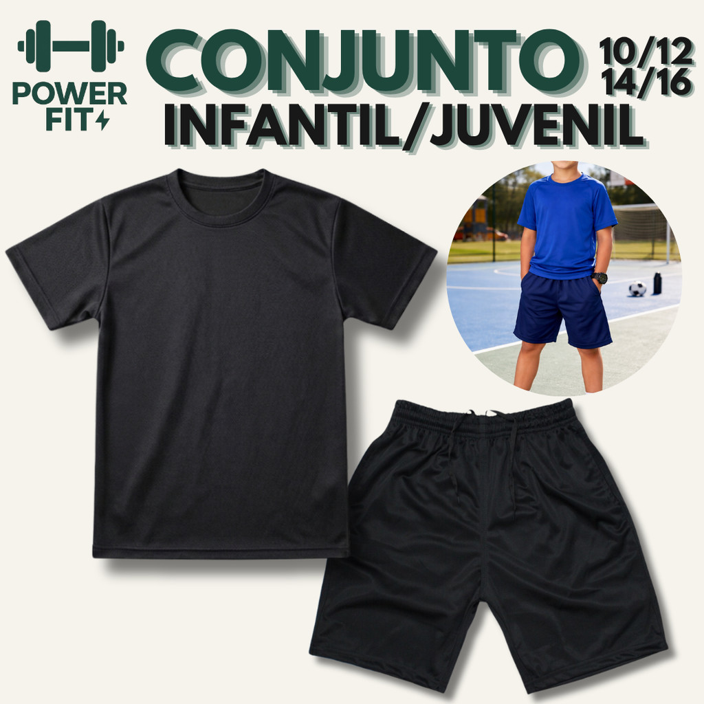 Conjunto Infantil Juvenil Camiseta Dryfit + Bermuda Chimpa Estilo Look Casual e Esportivo