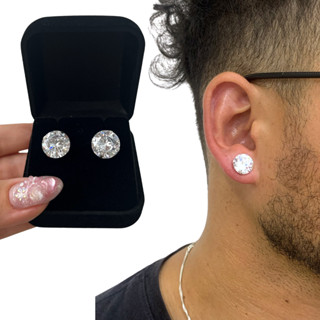 Brinco Prata 925 Masculino e Feminino Ponto de Luz Pedra Zircônia + Caixinha de Presente Veludo em Oferta na Shopee