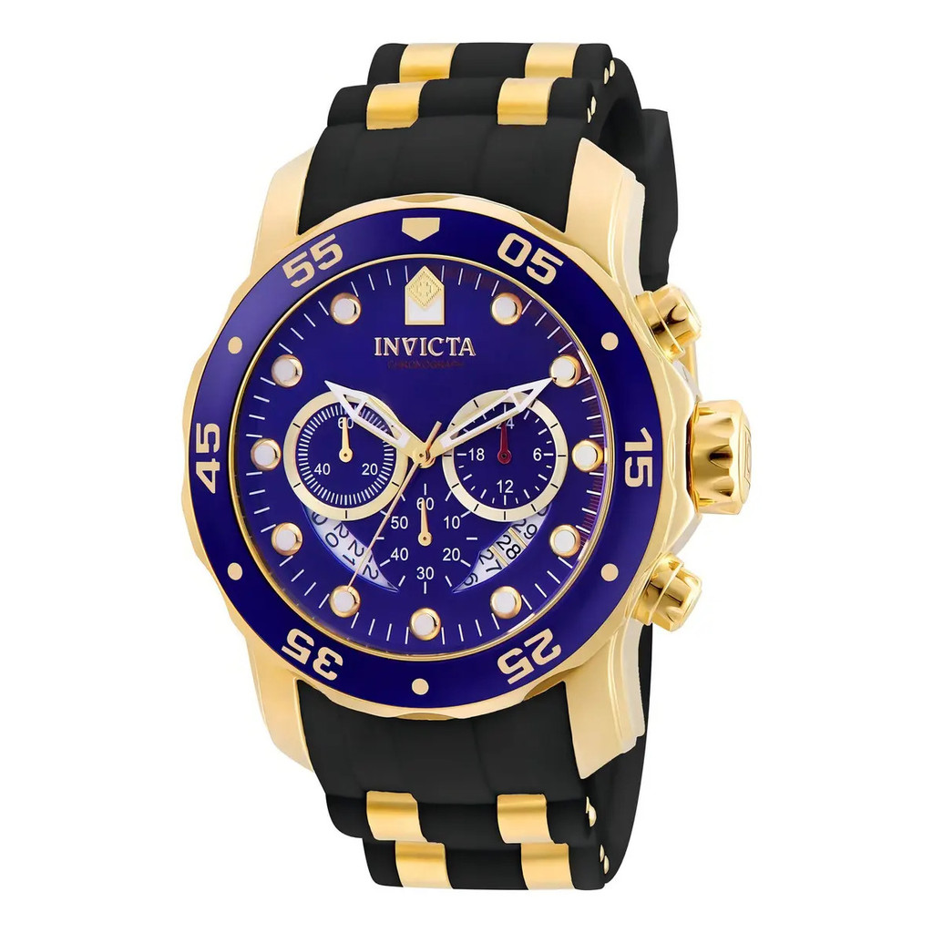 Relógio de pulso Invicta 6983 com corria de silicone cor ouro/preto - fondo azul