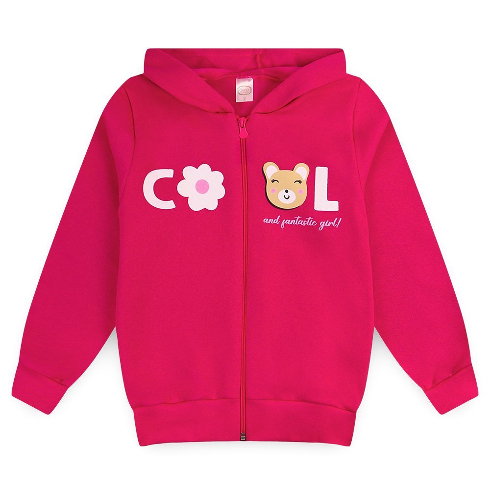 Jaqueta Moletom Infantil Menina c/ Capuz e Zíper Cool Girl em Oferta na Shopee