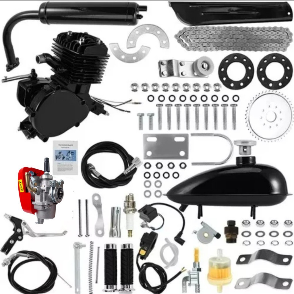 Kit Completo Motor Preto De Bicicleta 80cc 1 Velas Nakasaki Profissional