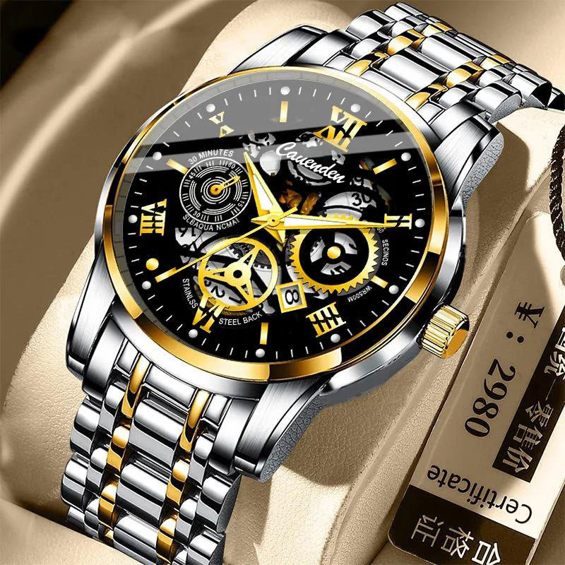 SENO Relógio masculino luminoso oco à prova d'água com pulseira de aço relógio de quartzo relógio de venda quente QJ00