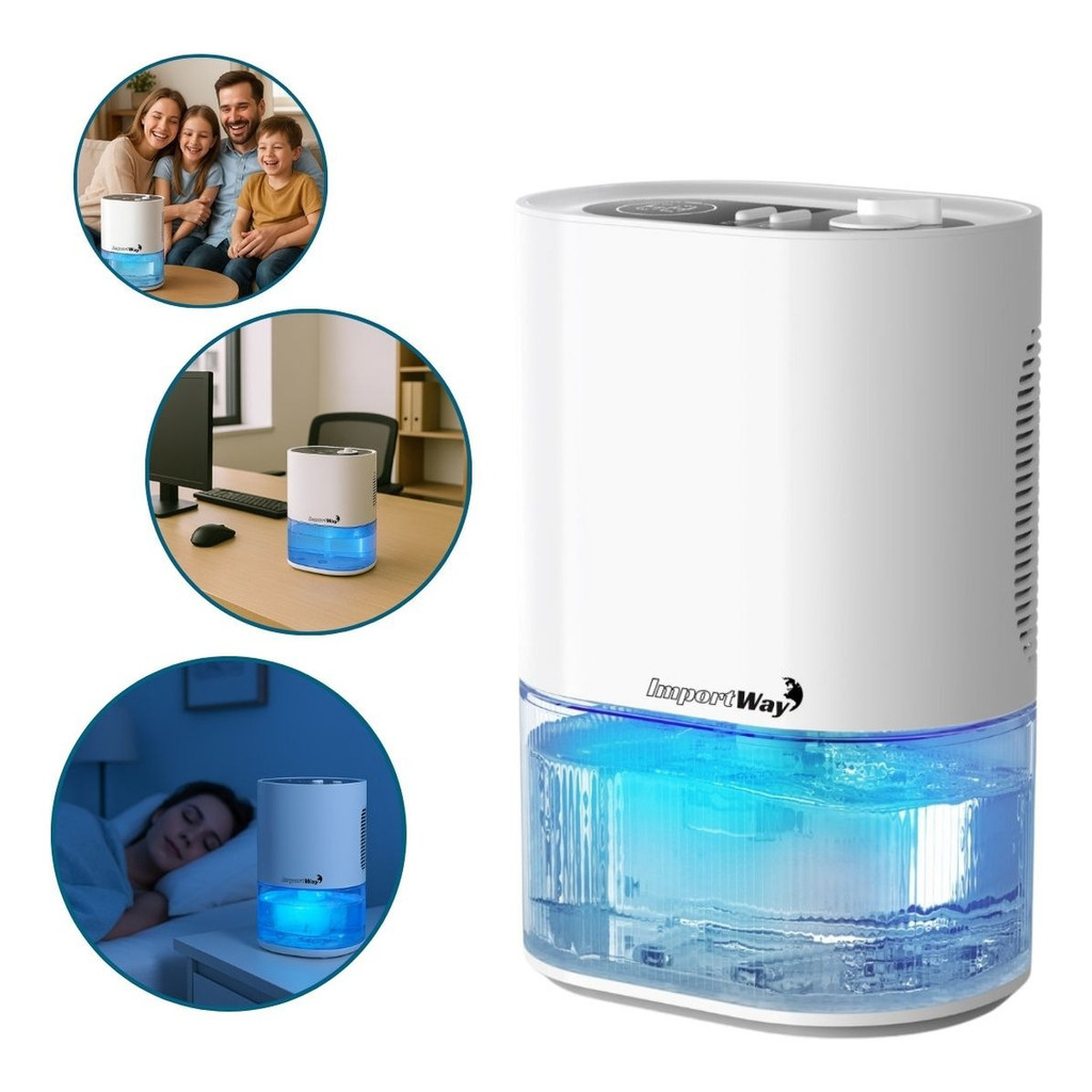 Desumidificador De Ar Elétrico 2L Importway Anti Mofo Com LED