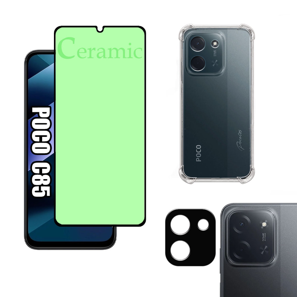 KIT Para Xiaomi Poco C85 - Película de Cerâmica 9D - Capa - Câmera