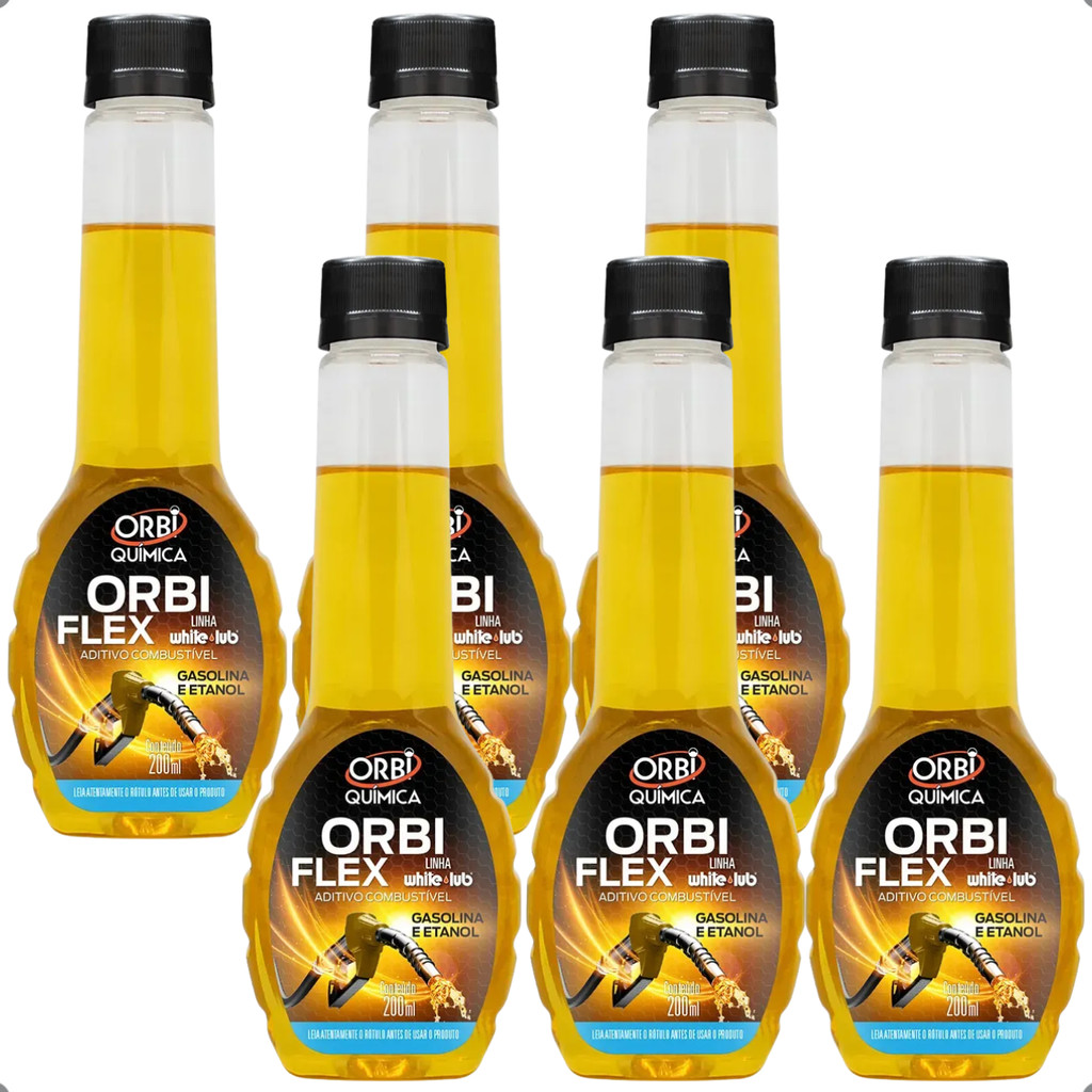 Kit 6 Aditivo de Combustível Orbi Flex Gasolina Etanol Limpa Motor Economia Carro Moto 200ml em Oferta na Shopee