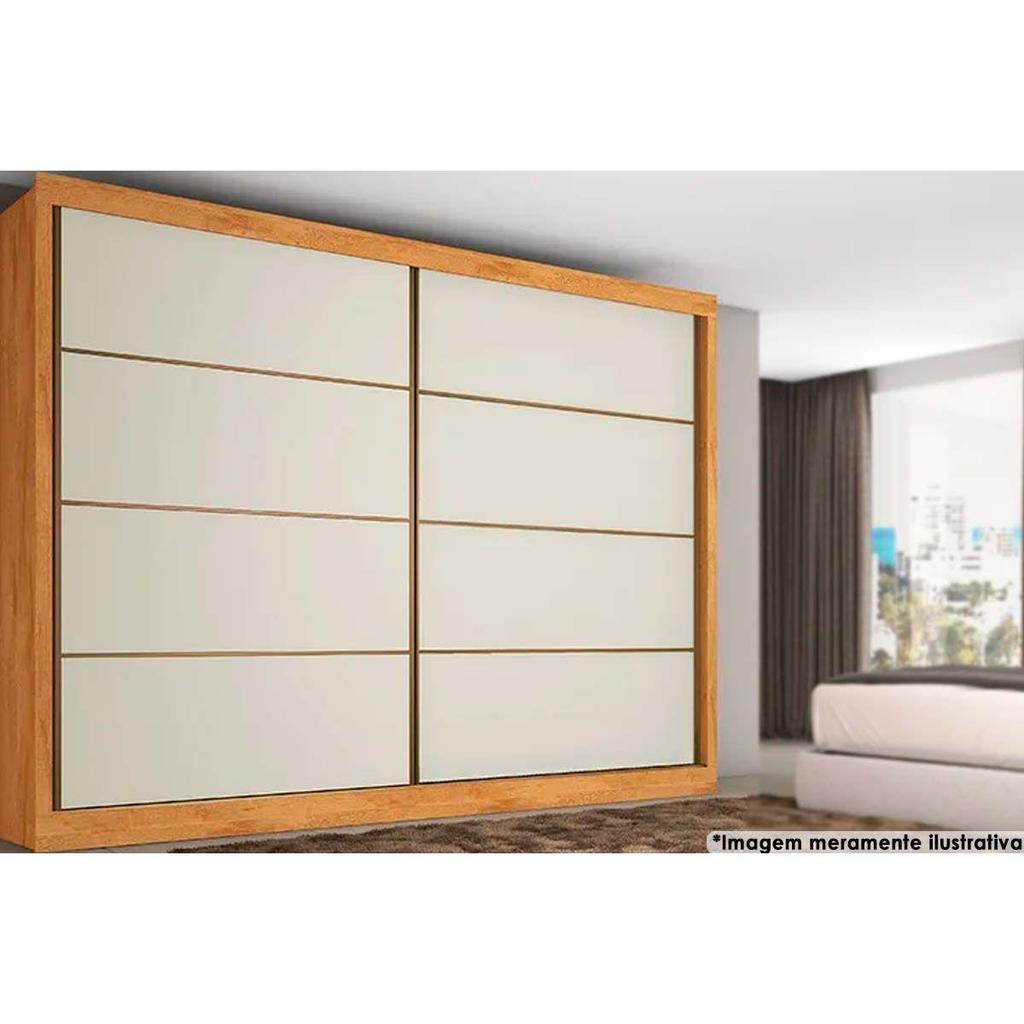 Guarda Roupa Casal Sevilha 2 Ptas e 6 Gavs - Flex Amêndoa-Peroba/Off White/Amêndoa-Peroba - Europa