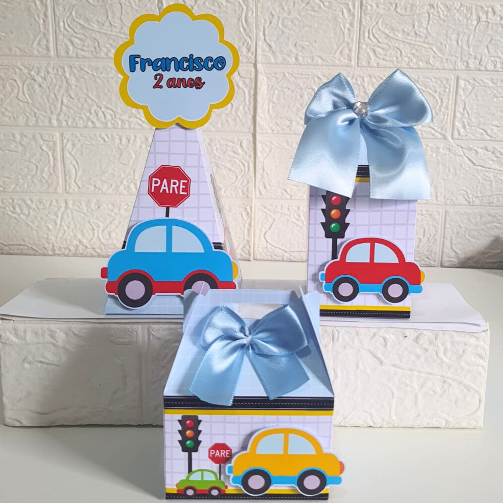 Kit Festa Personalizados CARRINHOS - CARROS CUTE caixinhas para lembrancinha aniversário