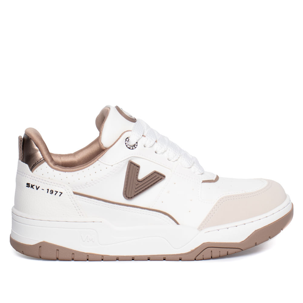 Tênis Feminino Via Marte Casual Recortes Branco/Marrom em Oferta na Shopee