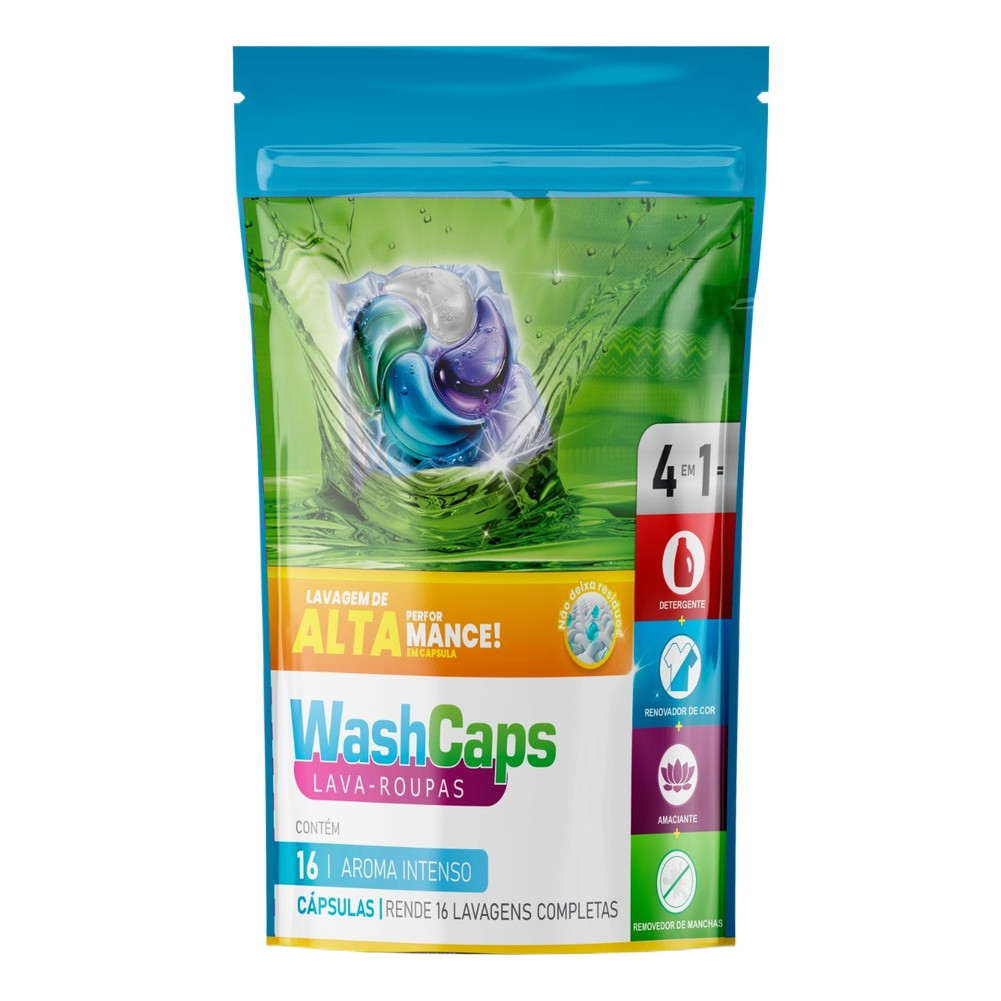 Washcaps Aroma Suave - 16 Cápsulas Antibacteriano 4 Funções