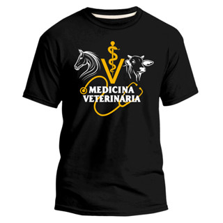Camiseta Unissex Medicina Veterinária Grandes Camisa 100% Algodão Volta as Aulas Trabalho Faculdade em Oferta na Shopee