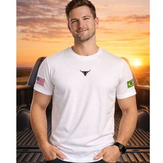 Camiseta Masculina Casual Moderna Tendência Moda Atual Texas Algodão Premium