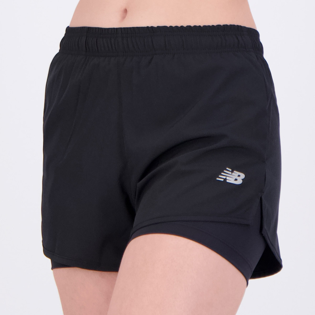 Shorts New Balance Sport Essentials 2 In 1 Feminino Preto em Oferta na Shopee