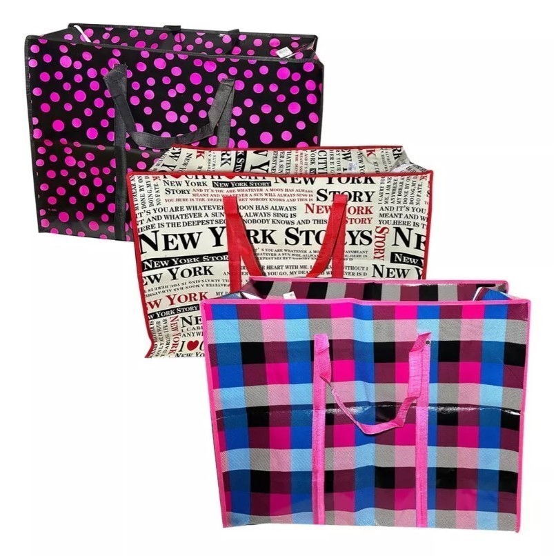 Kit 3un BOLSA GRANDE COM ZÍPER PARA FEIRA LIVRE E MERCADO GG Com Ziper 80x70cm