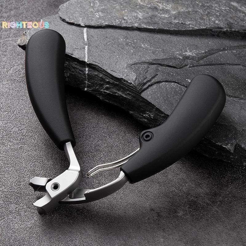 Rightrous Cortador De Unhas Curvo Com Grande Abertura Anti-Respingo Armazenamento Tesoura Para Idosos Thi Resistentes No