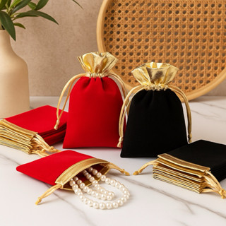 Kit 1/10/25/50 Saquinhos Saco de Veludo 7x9/10x12 Lembrancinha Natal Jóias Festa Casamento em Oferta na Shopee