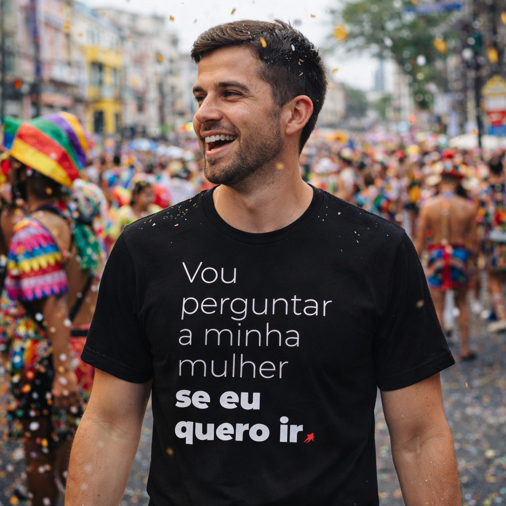 Camiseta Masculina Premium 100% Algodão Vou Perguntar Se Eu Quero Ir Meme Carnaval Envio Imediato