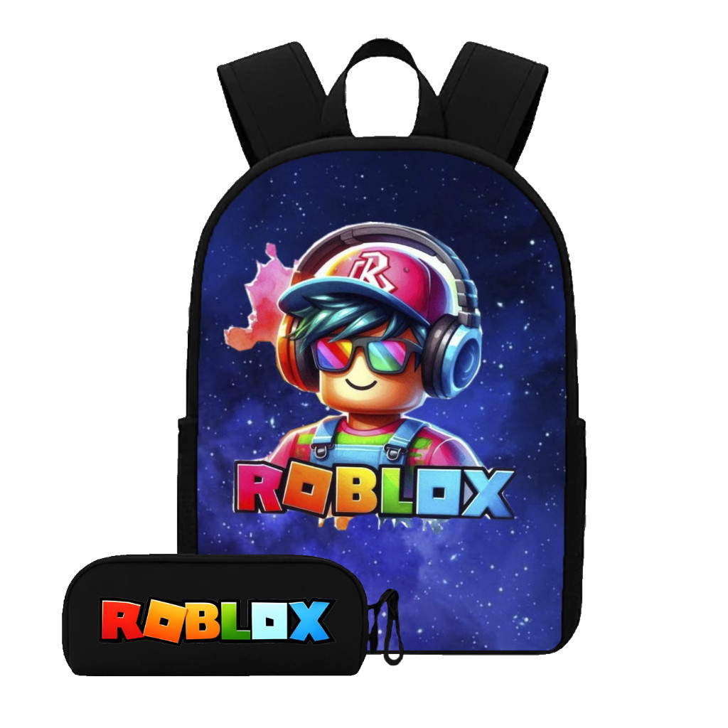 Kit Escolar Gamer Infantil Roblox Mochila Resistente + Estojo