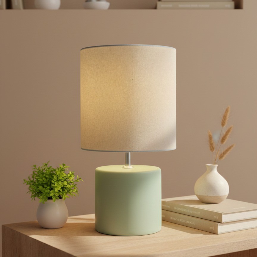 Lançamento - Abajur Cilindro em Cerâmica Premium Artesanal com Cúpula em Tecido – Design M...
