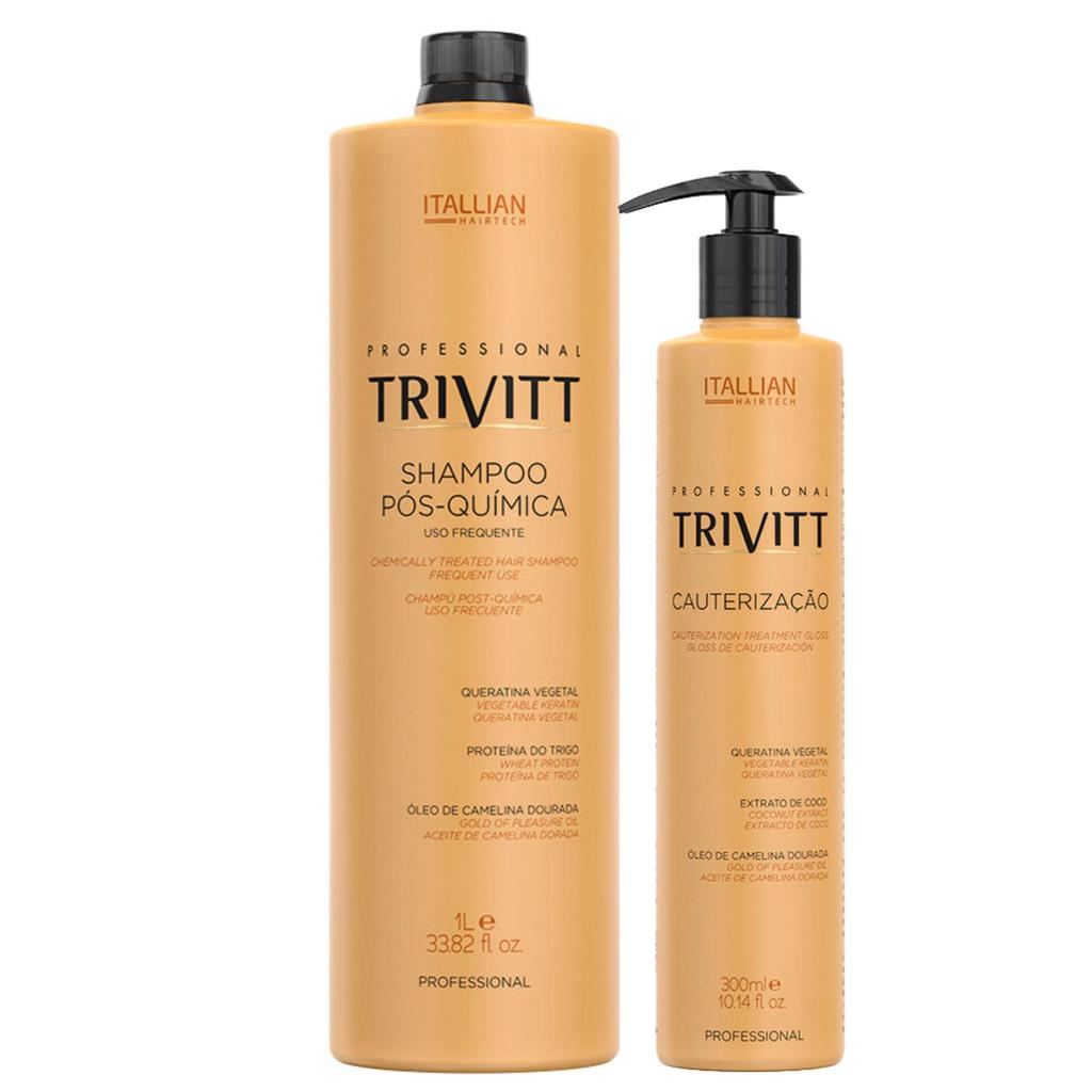 Kit Shampoo Pós Química 1Litro + Cauterização Trivitt 300 Ml